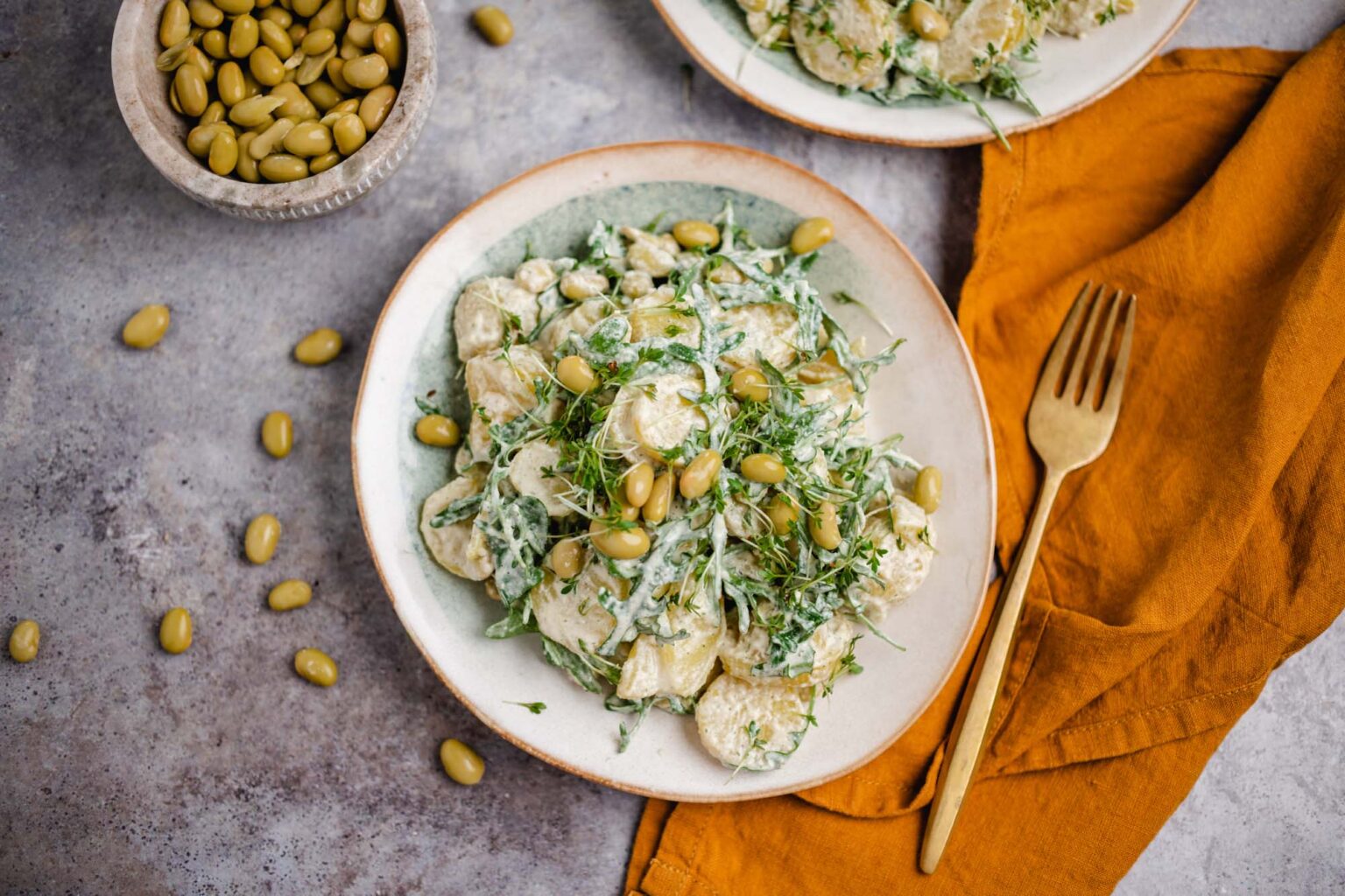 Kartoffelsalat mit Rucola und Edamame — VEGANE VIBES