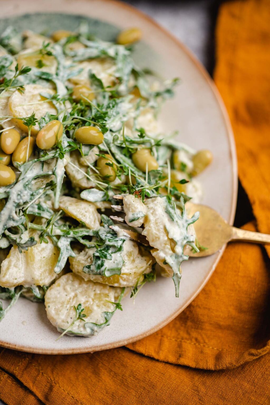 Kartoffelsalat mit Rucola und Edamame — VEGANE VIBES